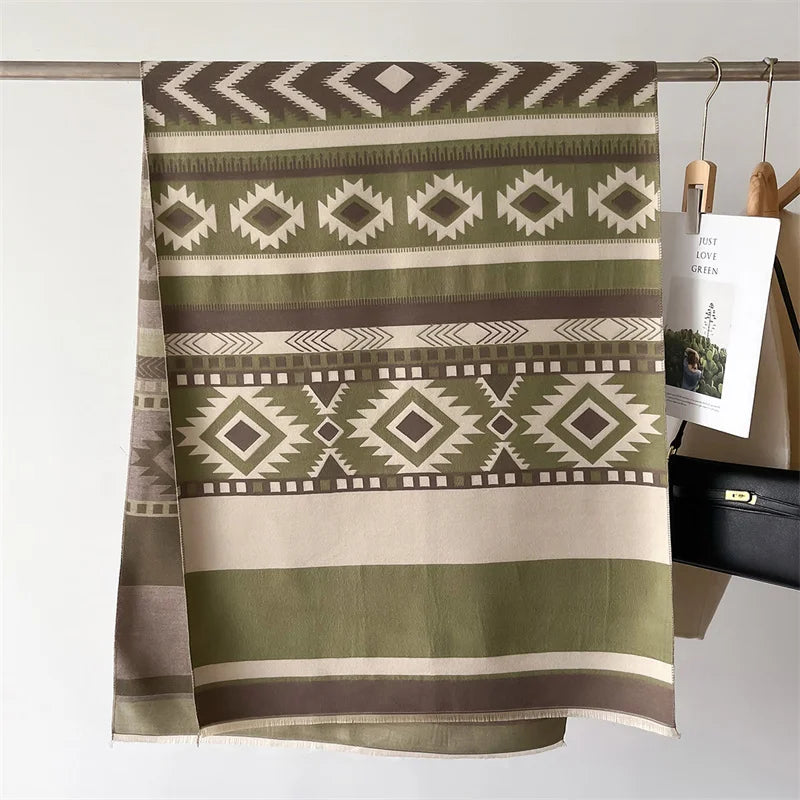 Geometric Print Cashmere Pashmina Scarf