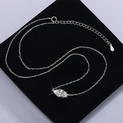 Marquise Cut Solitaire Moissanite 18k Gold Plated Necklace - Christmas gift for Her