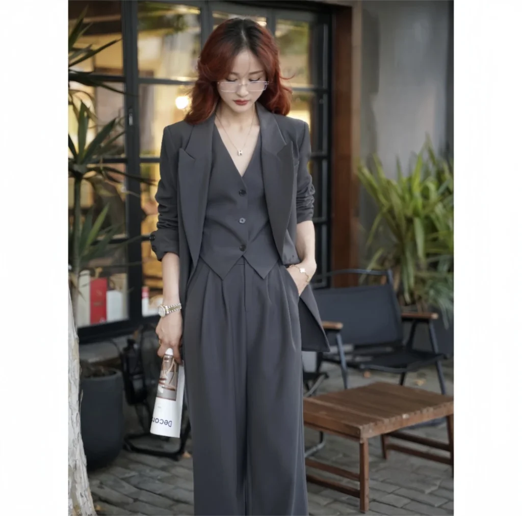 Women 3 Pieces Blazer, Vest and Trousers Suit