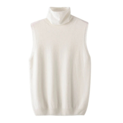 100% Merino Wool Sleeveless Turtleneck Basic Sweater