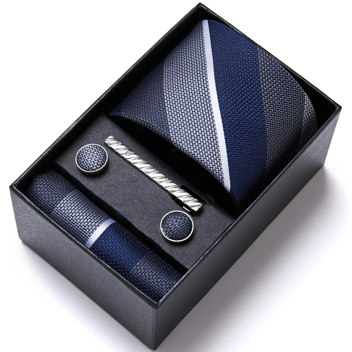 5 Pcs Business Tie Set Handkerchief, Cufflinks, Tie and Clip