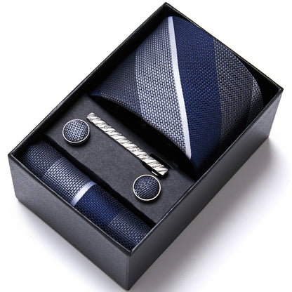 5 Pcs Business Tie Set Handkerchief, Cufflinks, Tie and Clip