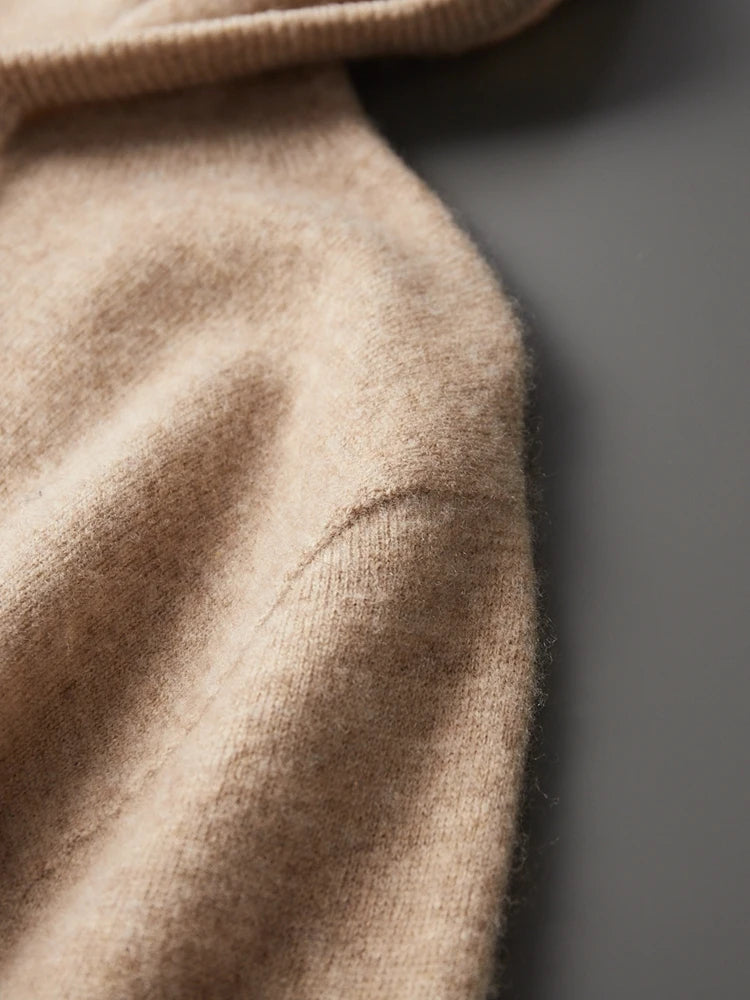 Men’s 100% Merino Wool Hooded Knit Pullover