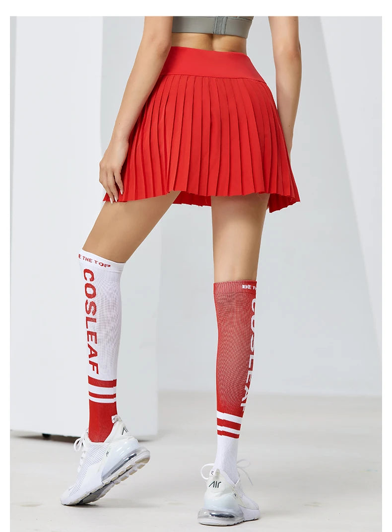 High Waist Double Layer Pleated Golf Tennis Skirt