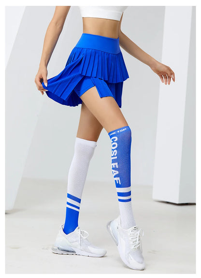 High Waist Double Layer Pleated Golf Tennis Skirt