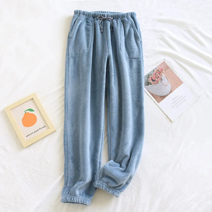 Autumn Winter Couples Pajama Bottoms - Flannel Men's and Women's Pajama Trousers