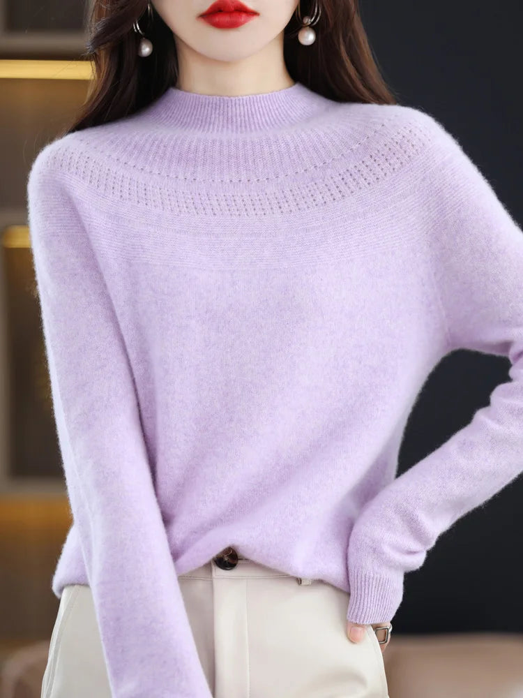 100% Merino Wool High Neckline Sweater