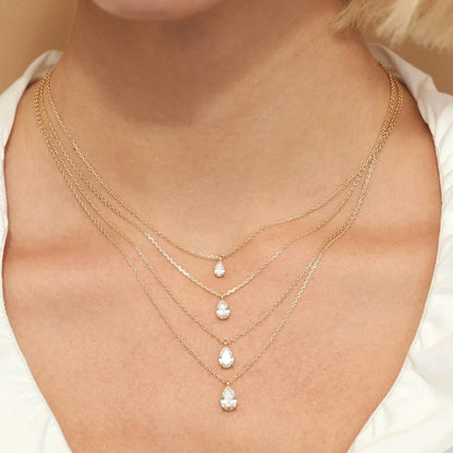 14K Gold Pendant 2CT Pear Cut Moissanite Necklace