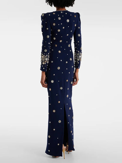 Luxury Beaded Floor-Length Formal Dress – High Street Dress
