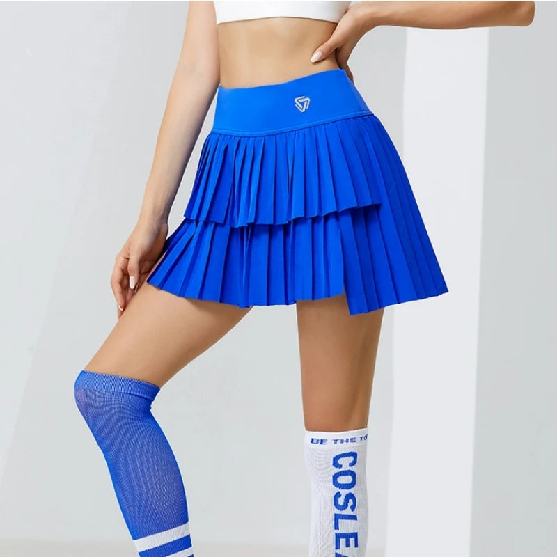 High Waist Double Layer Pleated Golf Tennis Skirt