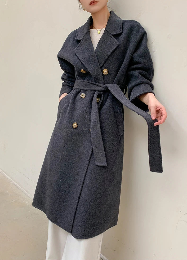 Women’s 100% Cashmere Thick Long Winter Coat