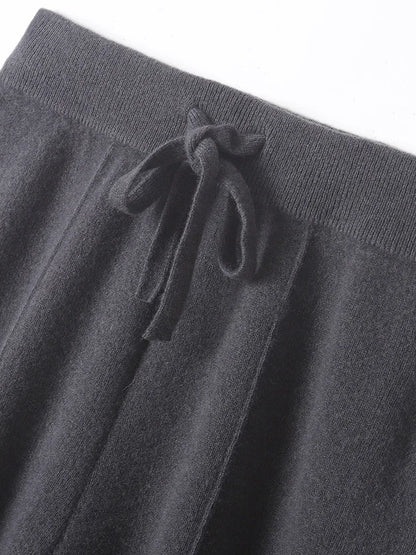 100% Merino Wool Knitted Wide-Leg Trousers