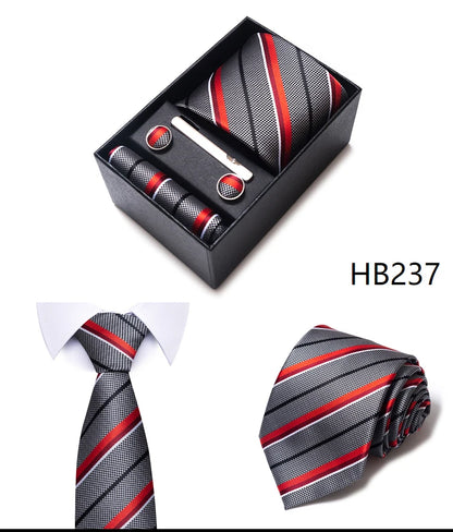 5 Pcs Business Tie Set Handkerchief, Cufflinks, Tie and Clip