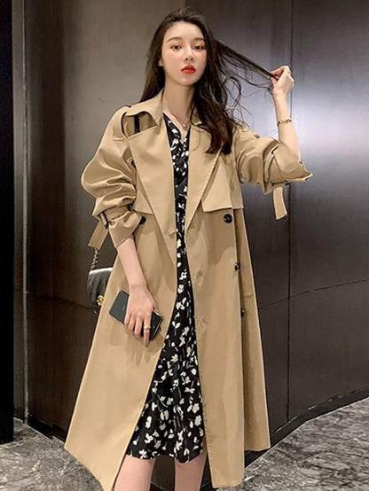 Double Breasted Trench Coat with Belt Korean Style