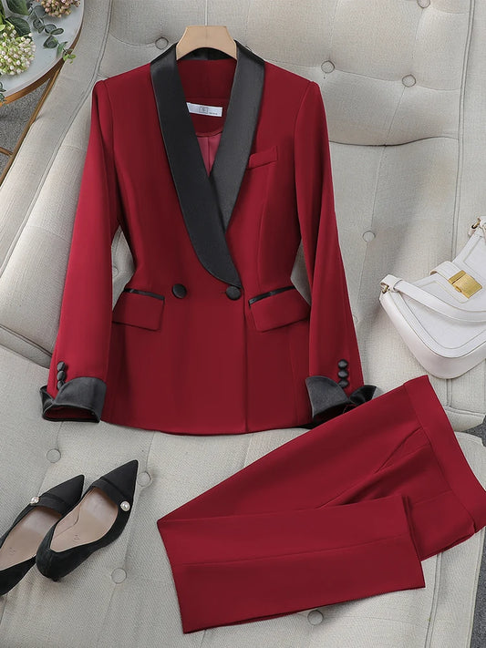 Satin Detail Women’s Formal Pant Suit