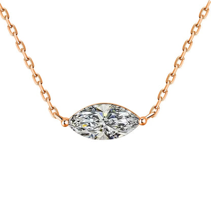 Marquise Cut Solitaire Moissanite 18k Gold Plated Necklace - Christmas gift for Her