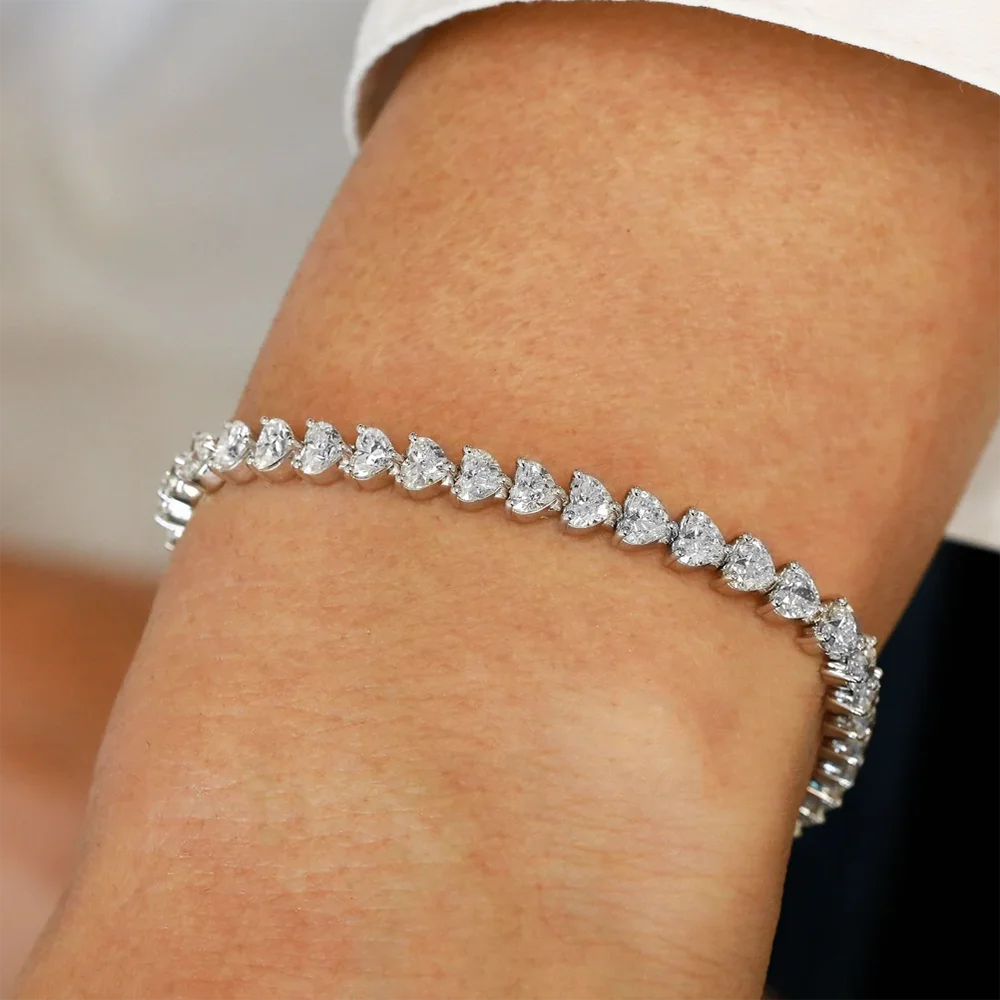 Heart Cut Moissanite Tennis GRA Certified Bracelet - Valentine Gift