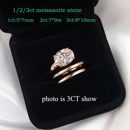 East West Oval Moissanite Solitaire Ring – 14K Gold Plated Pinky Ring