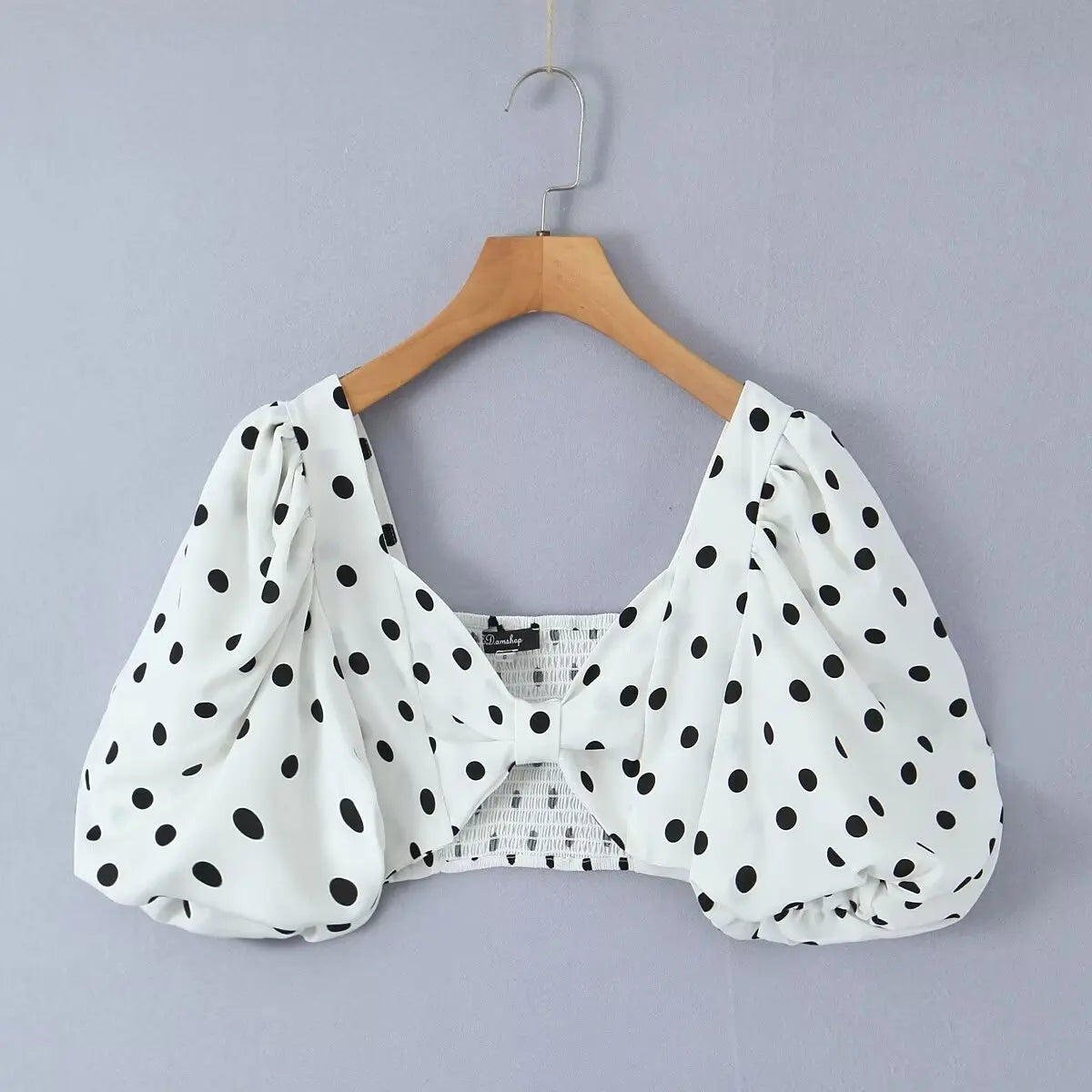 Polka Dots Cropped Top and Side Slits High Waist Skirt Set