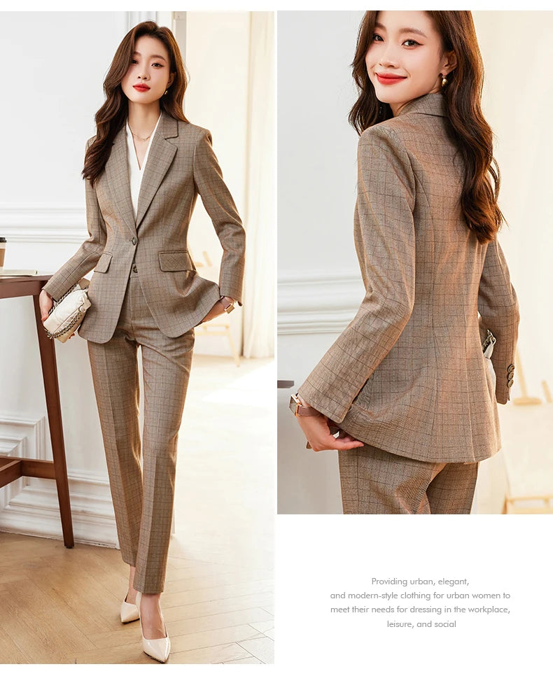 Single Button Formal Plaid Suit