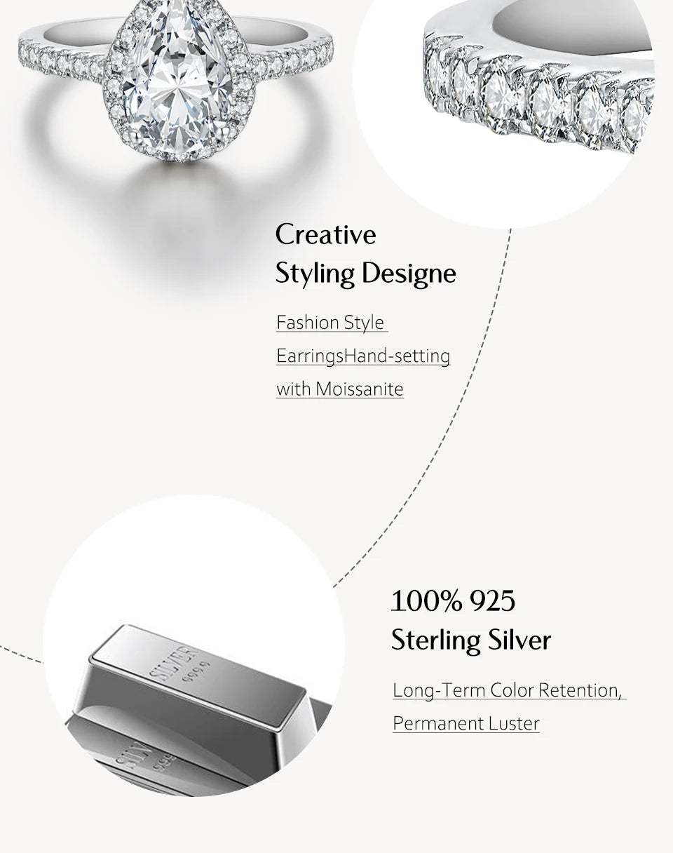 2 Carat Pear Cut Moissanite Wedding Ring