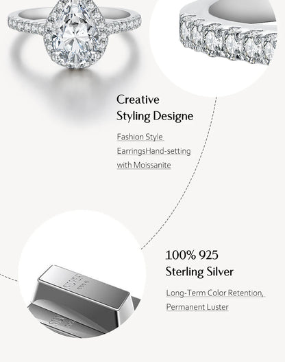 2 Carat Pear Cut Moissanite Wedding Ring