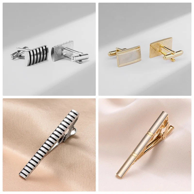 4 Sets of Tie Clips & Cufflinks With Box