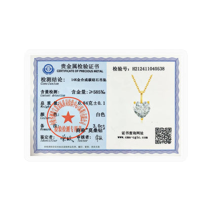 14K Gold Heart Cut Moissanite Pendant Necklace - Valentine's Gift For Her