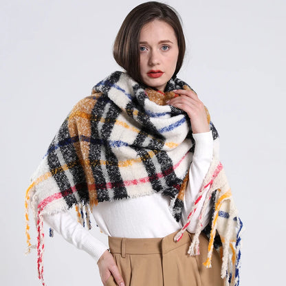 Plaid Cashmere 240*55 CM Long Thick Scarf