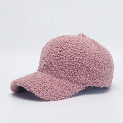 Autumn Winter Faux Lamb Wool Baseball Cap