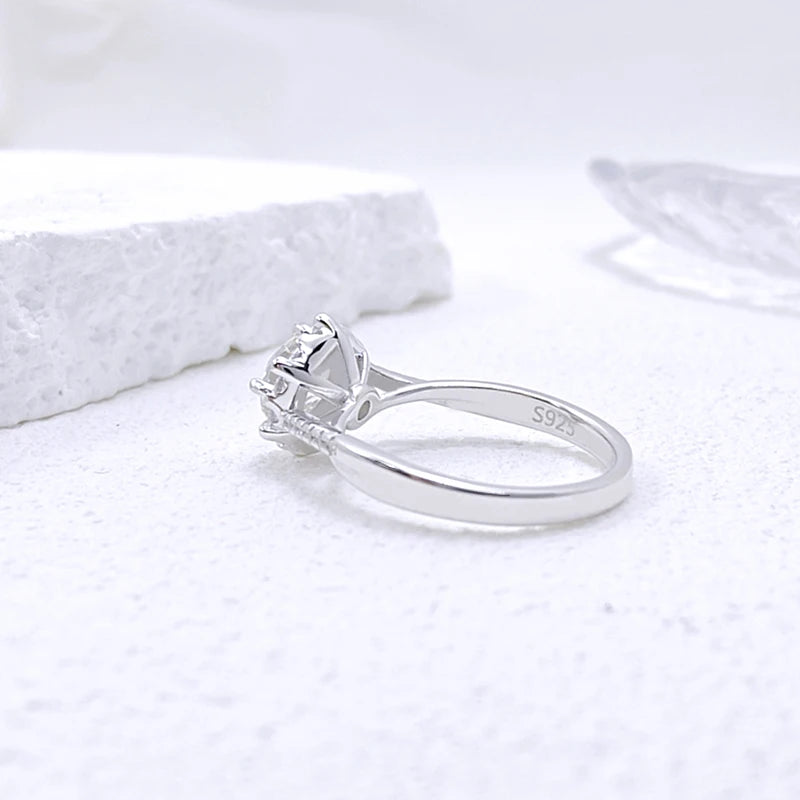 1CT Moissanite White Gold Plated Engagement Ring