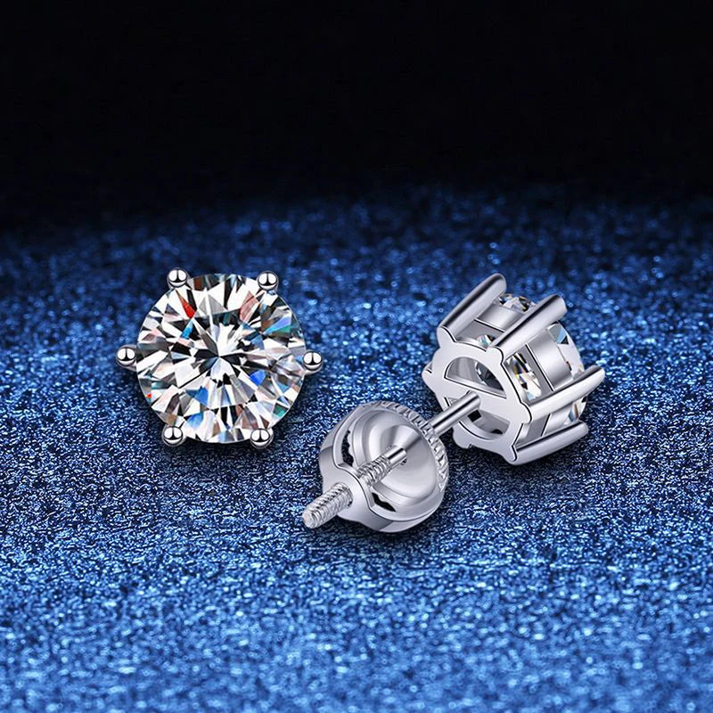 White Gold Plated Moissanite Stud Earrings