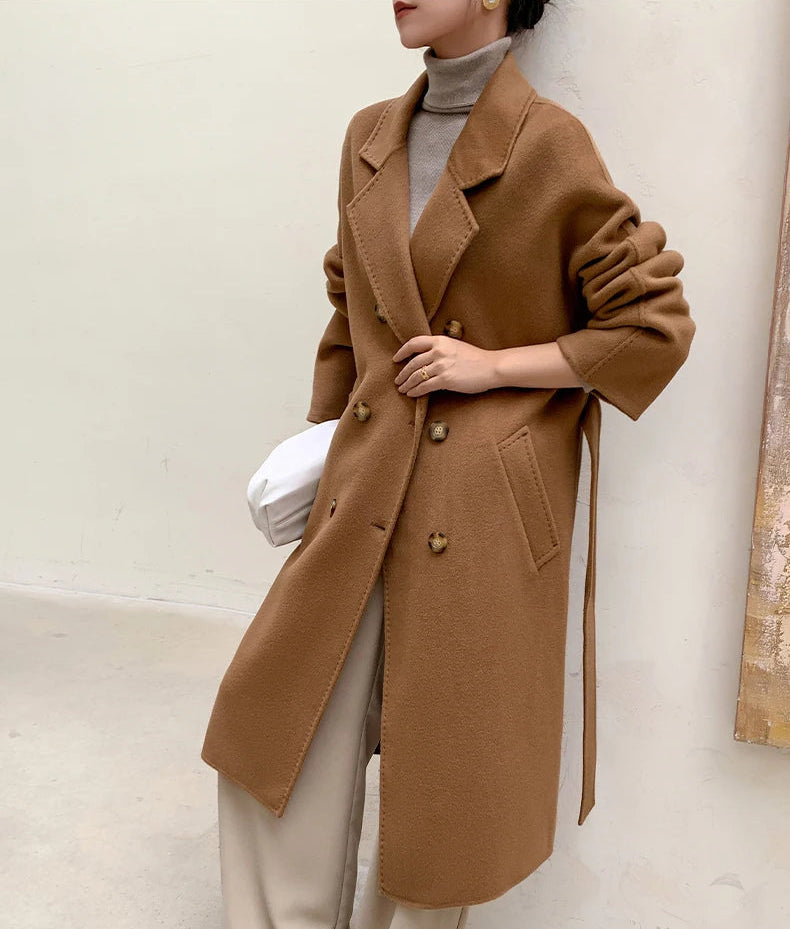 Women’s 100% Cashmere Thick Long Winter Coat