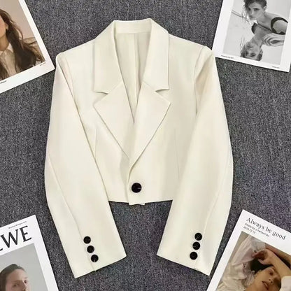 Cropped Single Button Blazer For Women