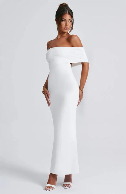 Off-Shoulder Back Cut-Out Long Dress