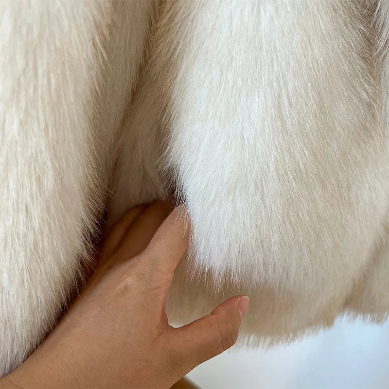 Cropped Fluffy Creamy White Fur Coat