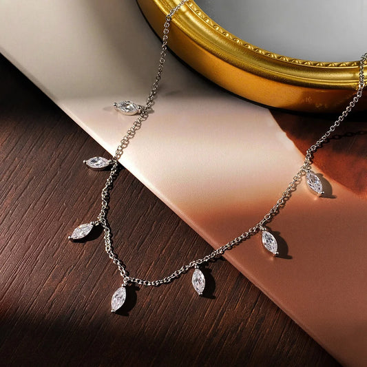 Marquise Cut Moissanite Stacking Necklace -  Gift for Women