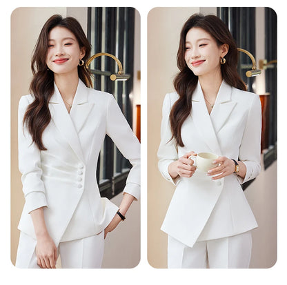 Women’s Slim Fit Pantsuit – Single Breasted Blazer & Ankle-Length Trousers