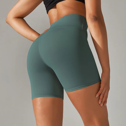 High Waist Workout Breathable Shorts Shades of Green and Blue