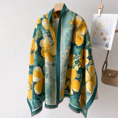 Floral Double-Sided Luxury Cashmere Pashmina Scarf