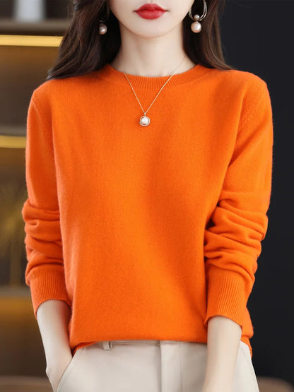 100% Merino Wool Crew Neckline Sweater Basic Old Money Style Sweater