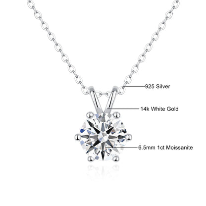 Real 14k Gold Pendant Round Cut Moissanite Necklace