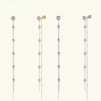 2 Carat Long Tassel Chain Moissanite Earrings