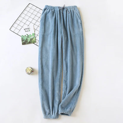 Autumn Winter Couples Pajama Bottoms - Flannel Men's and Women's Pajama Trousers