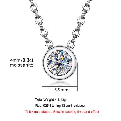 18K Gold Plated 0.3ct Moissanite Round Brilliant Cut Necklace