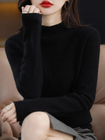 100% Merino Wool High Neckline Sweater