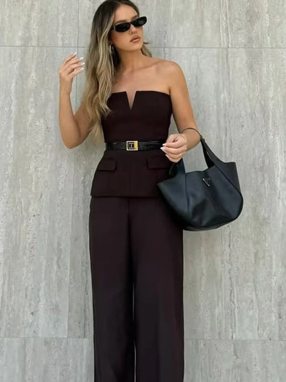 Strapless Blazer Design Crop Top
