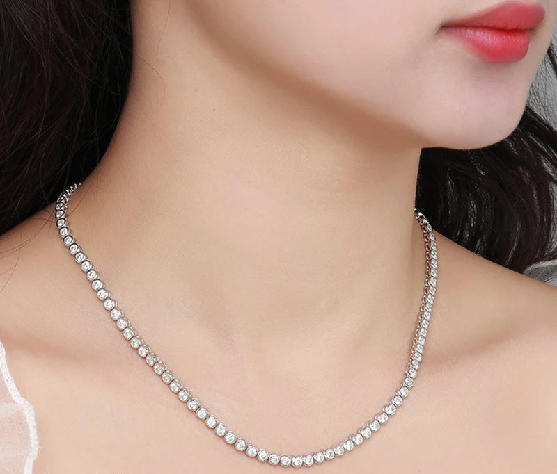 Round Cut Moissanite Tennis Necklace