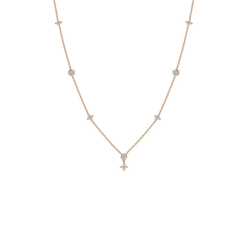 Clover Design Moissanite Necklace - Four-leaf Flower Necklace