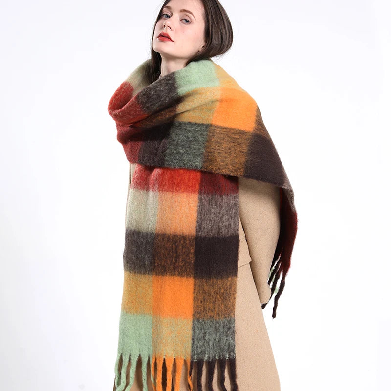 Plaid Cashmere 240*55 CM Long Thick Scarf